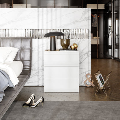 GABRIEL - Komoda se 3 zásuvkami - Skříň na oblečení do ložnice - Bílá matná - H72cm Š60cm D33cm (4)