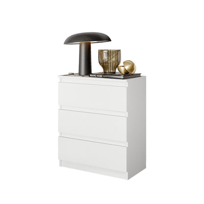 GABRIEL - Komoda se 3 zásuvkami - Skříň na oblečení do ložnice - Bílá matná - H72cm Š60cm D33cm