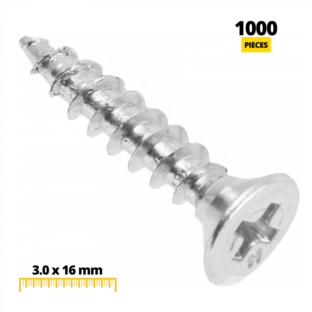Dřevěné šrouby PH1 3,0x16 mm bílý zinek (1000 ks) (2) – Furnica