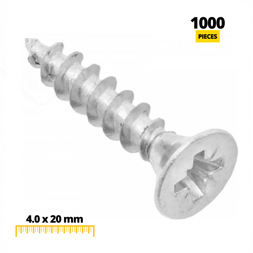 Dřevěné šrouby PZ2 4,0x20mm bílý zinek (1000 ks) (2) – Furnica
