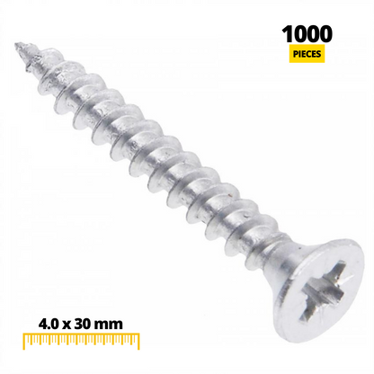 Dřevěné šrouby PZ2 4,0x30mm bílý zinek (1000 ks) (2) – Furnica