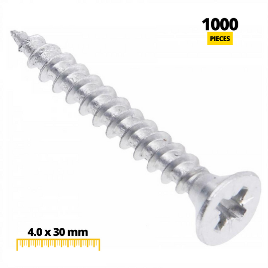 Dřevěné šrouby PZ2 4,0x30mm bílý zinek (1000 ks) (2) – Furnica