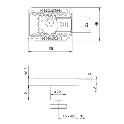 Nastavitelný zámek nábytku 22x21mm (3) – Furnica