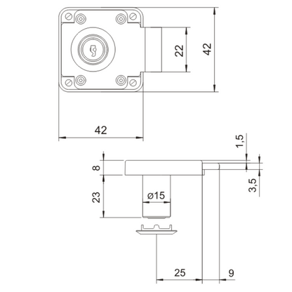 Zámek na nábytek 15x23mm (3) – Furnica