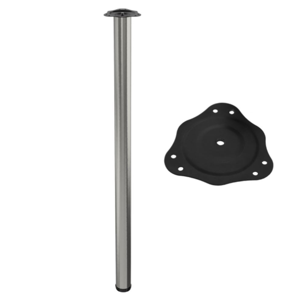 Nastavitelná noha nábytku 1100 mm - ocelová montážní deska - kartáčovaný nikl – Furnica