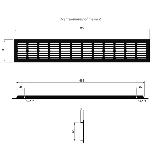 Hliníková větrací mřížka 480x80mm - černá (2) – Furnica