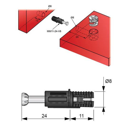 Cam rozšiřující hřebík L24mm, M8 - 100 ks (2) – Furnica