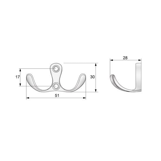 Double robe hook - Aluminium WP01 NTP 