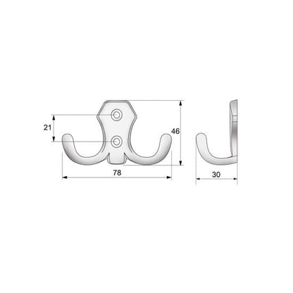 Double robe hook - Aluminium WP02 NTP 