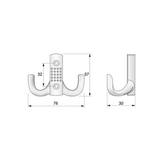 Double robe hook - Aluminium WP04 NTP 