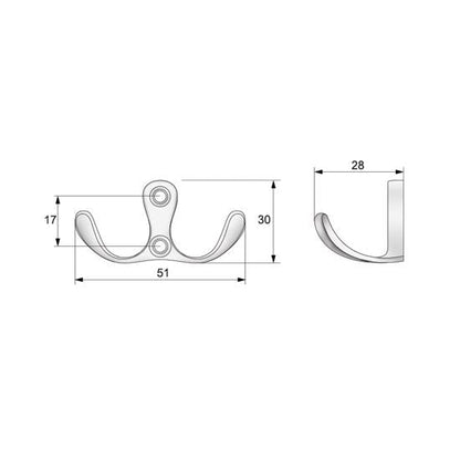Double robe hook - Chrome WP01 NTP 