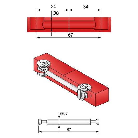 Dvojstranný kamerový hřebík 34+18+34mm (2) – Furnica