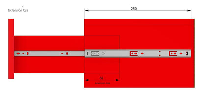 Drawer runners ball bearing 250mm - H27 (right and left side) Furnica 