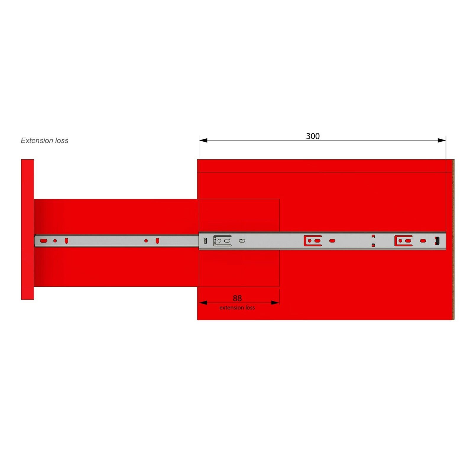 Drawer runners ball bearing 300mm - H27 (right and left side) Furnica 