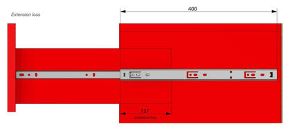 Drawer runners ball bearing 400mm - H27 (right and left side) Furnica 