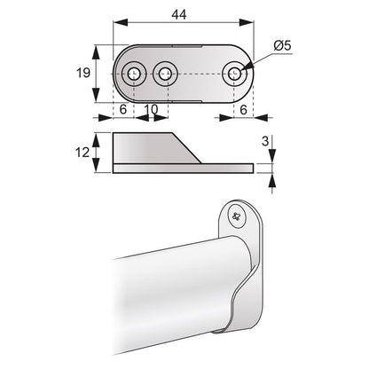 Fixture for 15x30mm Oval Bar, Nickel NTP 