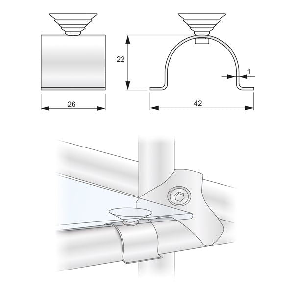 Podpora skleněné police s přísavkou, chromovaná (2) – Furnica