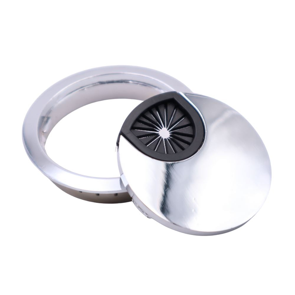 Kovový kabelový gromet s gumovým otvorem - chrom Ø60mm (2) – Furnica