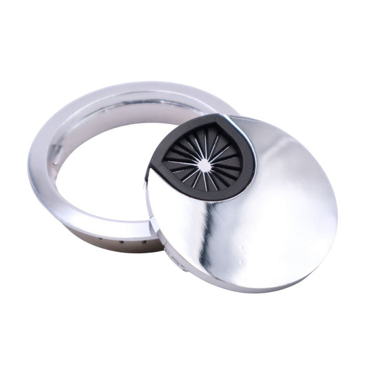 Kovový kabelový gromet s gumovým otvorem - chrom Ø60mm (2) – Furnica