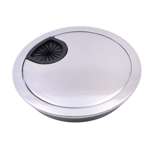 Kovový kabelový gromet s gumovým otvorem - chrom Ø80mm – Furnica