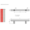 T-Bar nábytková madlo 96 mm (celková délka 150 mm) ﻿štětovaná ocel/nikl