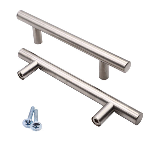 T-Bar nábytková madlo 256 mm (celková délka 400 mm) ﻿štětovaná ocel/nikl – Furnica