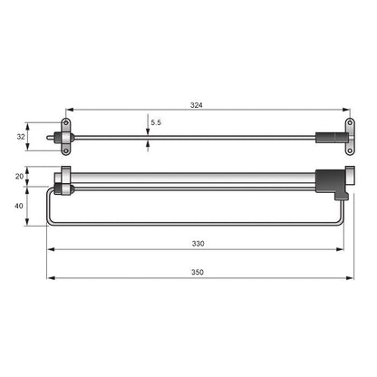 Pull Out Wardrobe Rail 350mm - Chrome NTP 