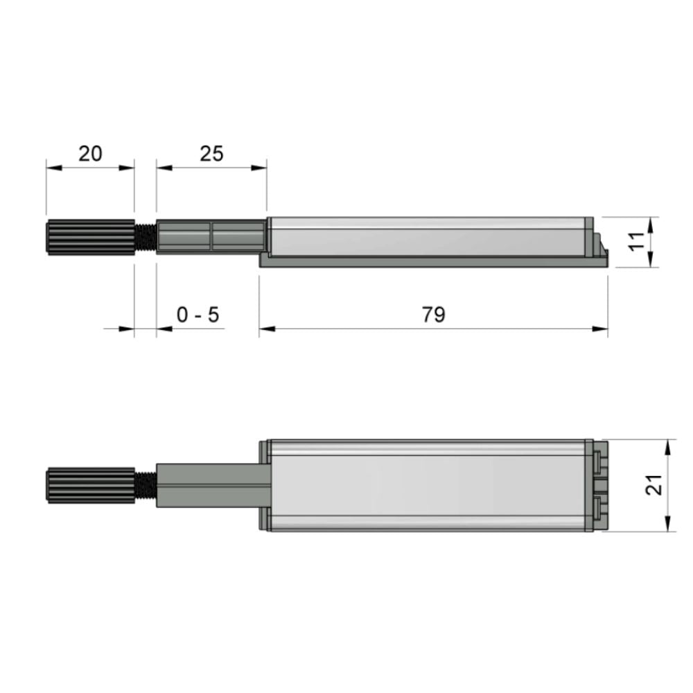 Tlačit na otevření zámku - bez pružinových pantů - s magnetickou špičkou zinek/šedá