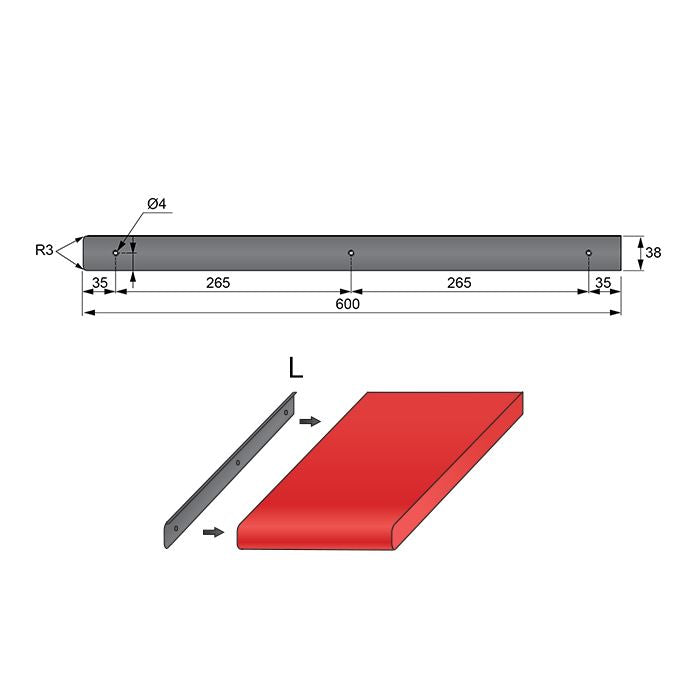Boční lišta pro 38mm pracovní desku R-3, černě eloxovaná. (3) – Furnica