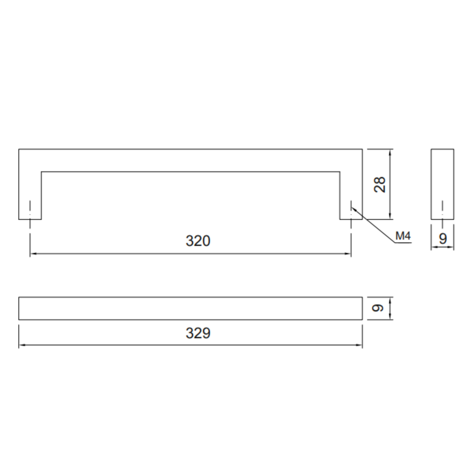 MODERN - Nábytková rukojeť 320 mm - Matně černá (2) – Furnica
