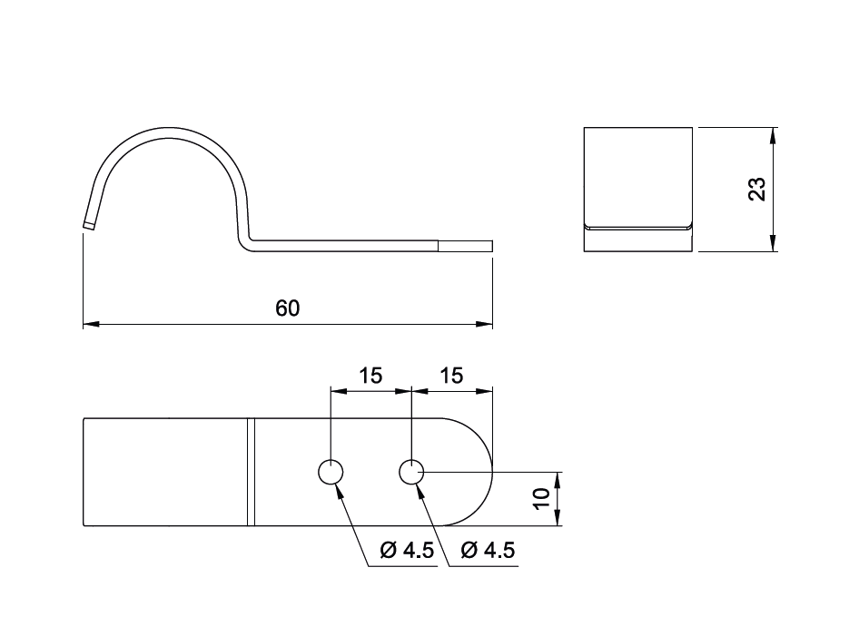 25mm horizontální držák desek, chromovaný (2) – Furnica