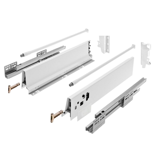 Systém zavírání zásuvky s tlumením, STŘEDNÍ, V: 142 mm, Bílá 270 mm