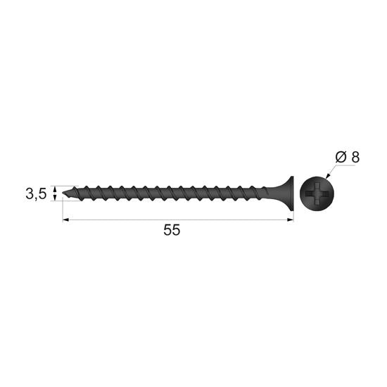 Dřevěné šrouby Phillips PH2 3,5x55mm černé (500 ks) (3) – Furnica