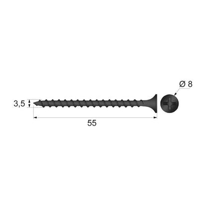 Dřevěné šrouby Phillips PH2 3,5x55mm černé (500 ks) (3) – Furnica