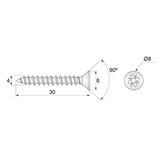 Dřevěné šrouby PZ2 4,0x30mm bílý zinek (1000 ks) (3) – Furnica
